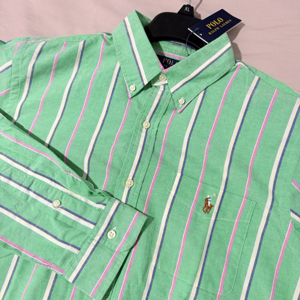 Polo Ralph Lauren Men’s Icon Logo Classic Fit Oxford Cotton Striped Shirt - L